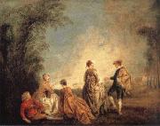 WATTEAU, Antoine An Embarrassing Proposal oil